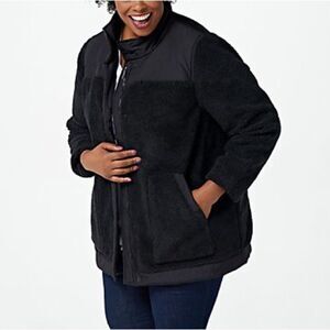 zuda Woven Trims Sherpa Jacket